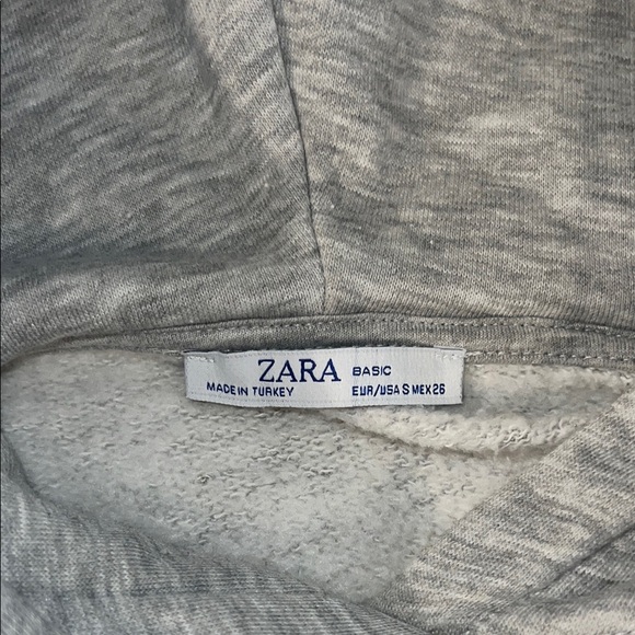 Zara Women’s Gray Relaxed Cropped Hoodie Sweatshirt SZ Small - Picture 7 of 11